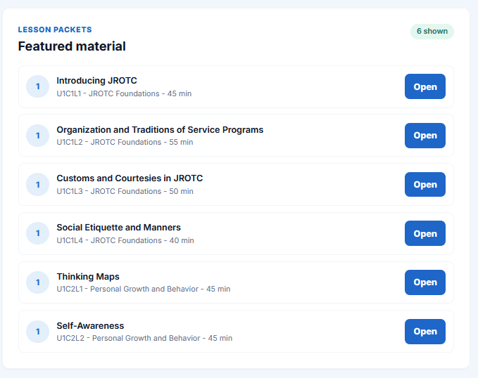 Cadence instructor materials view